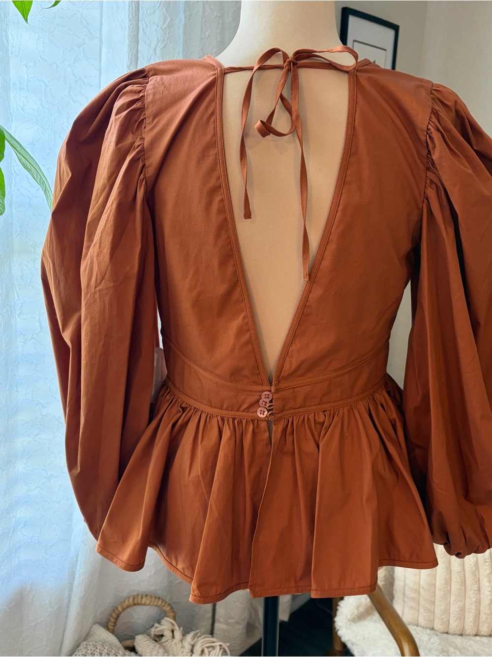 STAUD Luna Top Peplum V-Neck Blouse - Women size 10 new with tags - Picture 6 of 9